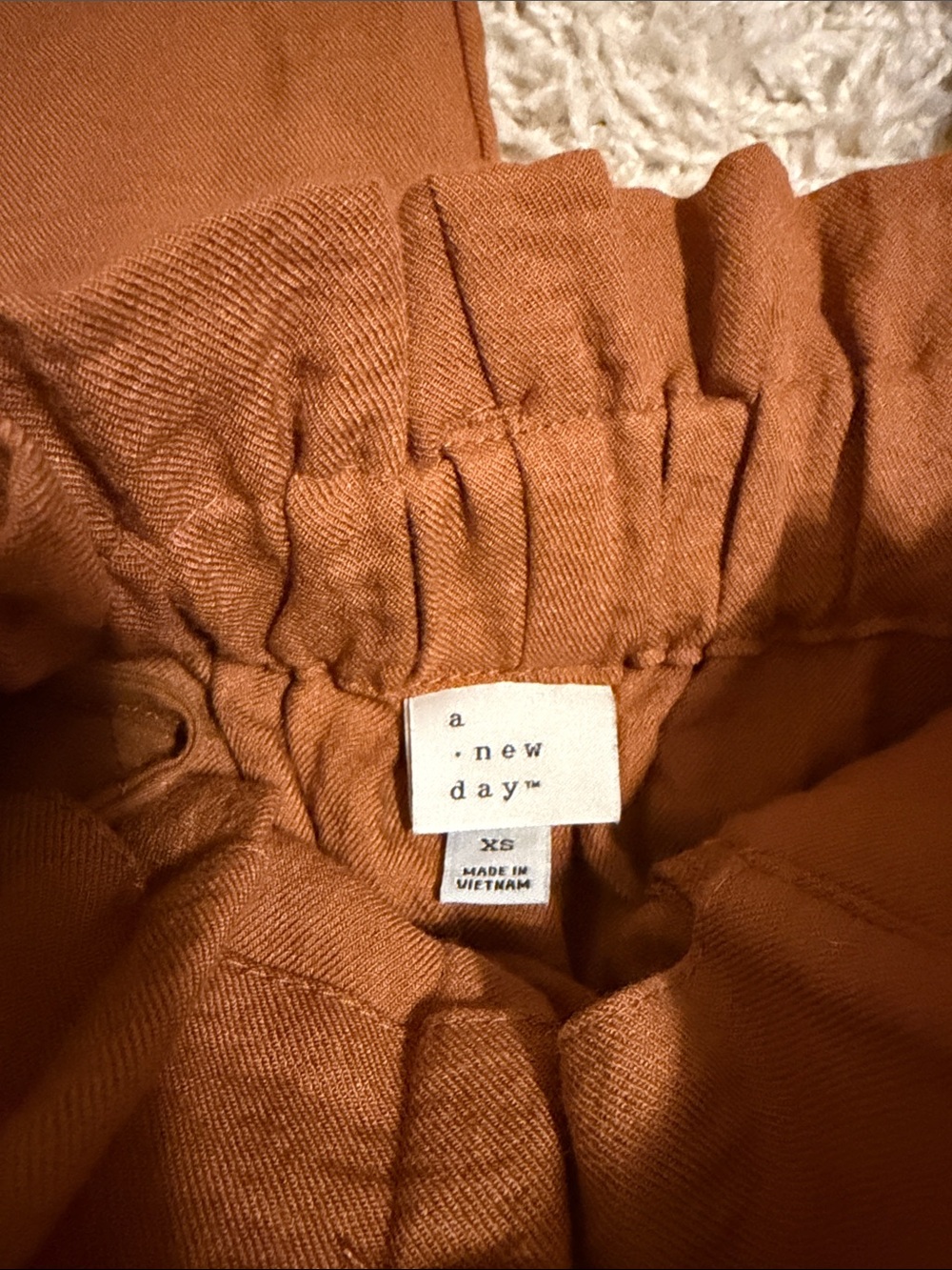 Target Rust-Brown High-Waist Wide Leg Paperbag Pants with Tie - Picture 3 of 3